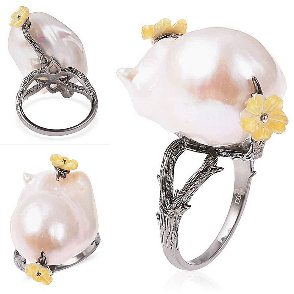 Baroque Pearl Ring Black Rhodium Sterling Silver Ring✨✨REDUCED PRICE❗✨✨